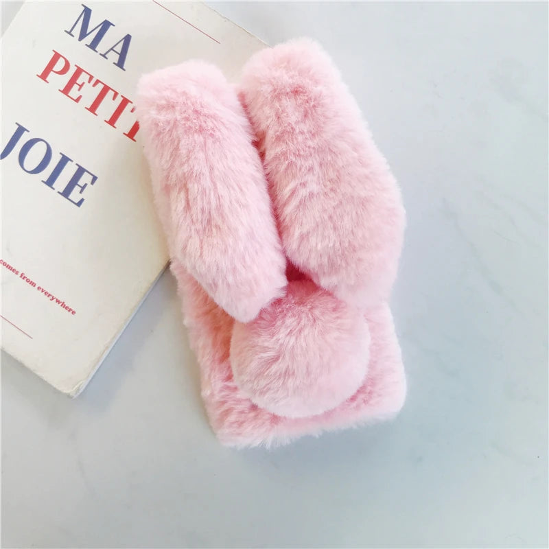 Premium 3D Furry Plush iPhone Case - Soft Rabbit Bunny Fur Cover