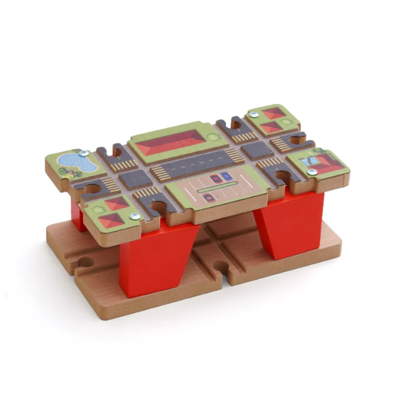 Wooden Train Track Accessories Roadblocks Station Scene Educational Toy For Kids Compatible with Thomas Wooden Railway System