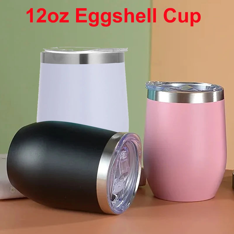 12oz Eggshell Wine Glass Stainless Steel Thermos Bottle Beer Mugs Thermal Cup for Beers Insulated Coffee Cup Travel Tumbler