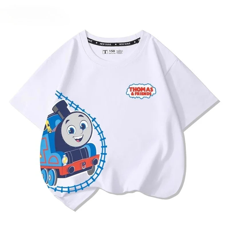 Thomas the train short-sleeved t-shirt cartoon new children's tops boys girls summer 100% cotton fashion comfortable t-shirt