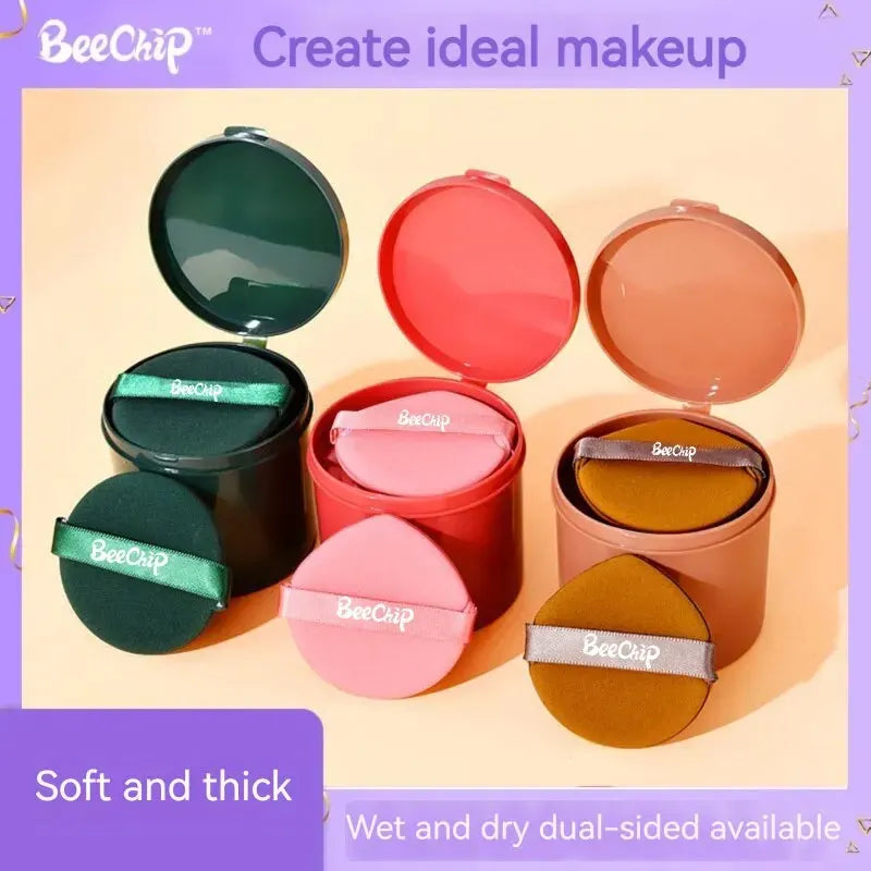 7-Piece Powder Puff Set with Storage Box - Anti-Bacterial Makeup Sponges