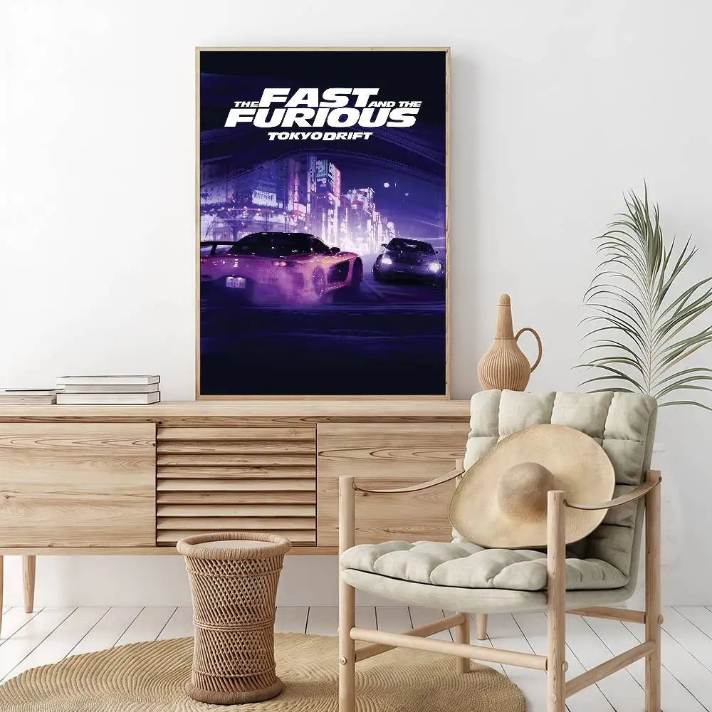 Fast And Furious Movie Whitepaper Poster HD Quality Poster Wall Art Painting Study Room Wall Decor