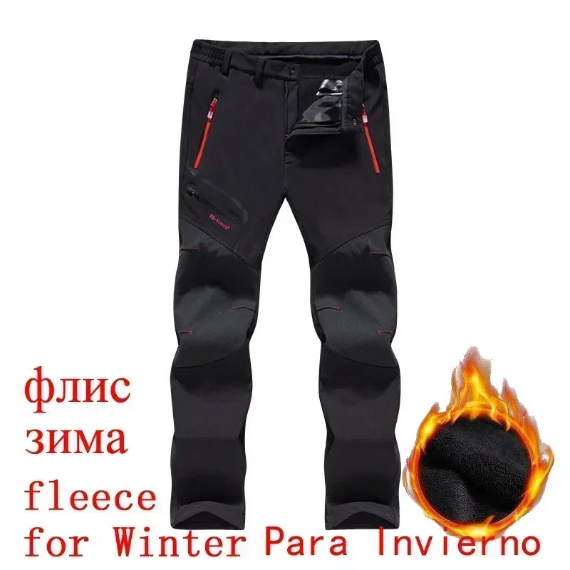 Hiking Pants Men Winter Fleece Lined Pants Mens Tactical Fishing Climbing Trekking Work Pant for Men Clothes Hunting Pants Mens