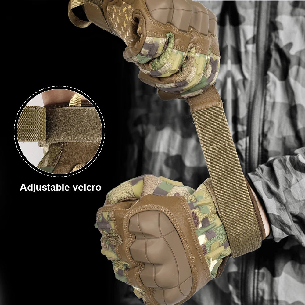 Touch Screen Cycling Gloves PU Leather Tactical Airsoft Hunting Shooting Hiking Bicycle Outdoor Sport Riding Bike Protective Men