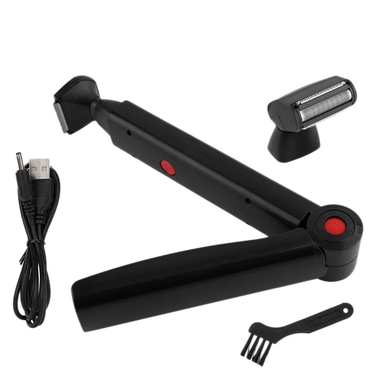 Hot Selling Electric Back Shaver with Folding Shaver for Men USB Rechargeable Folding Handle with Two Shave Heads