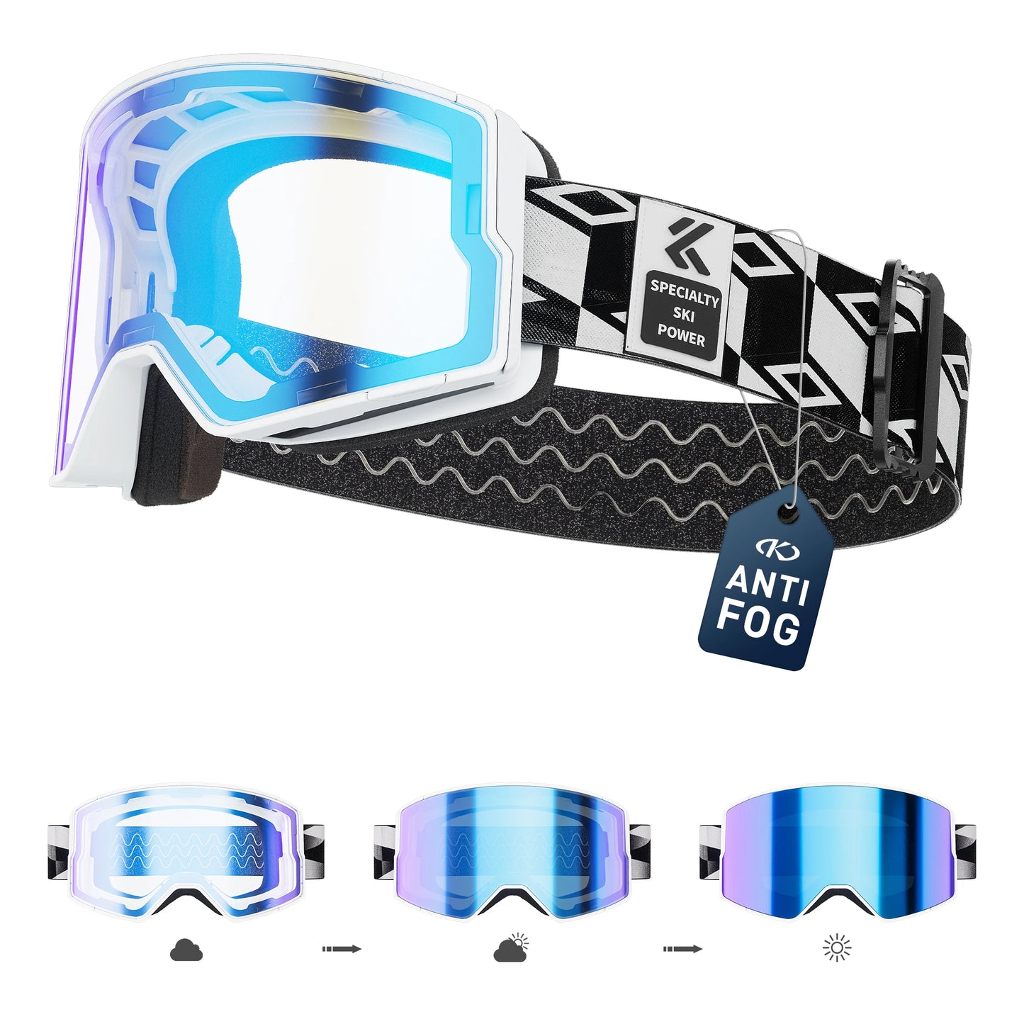 KAPVOE Outdoor Photochromic Ski Goggles Winter Snow Sports for Unisex Snow Glasses Anti-fog Magnetic Snowboard UV400 Glasses Hot
