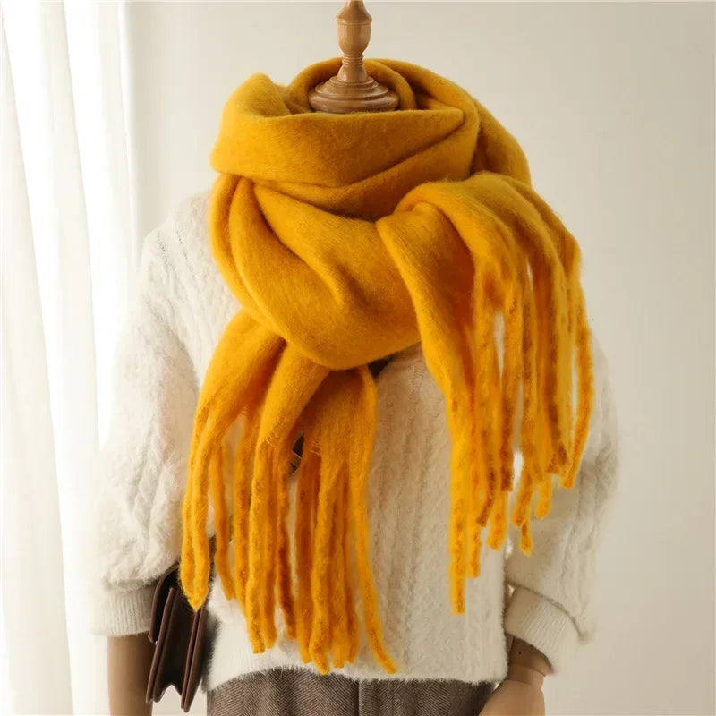 2025 Women's Luxury Winter Cashmere Scarves - Pashmina , Thick Blanket Wrap with Long Fringe for Him & Her Couple-style Scarves