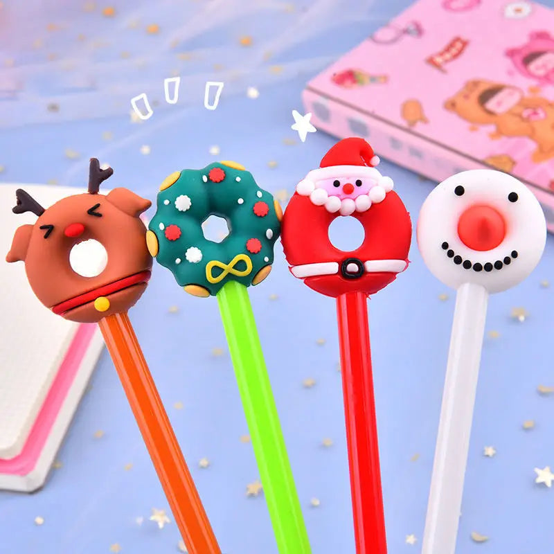 10/20/40 Pieces Cute Christmas Cartoon Gel Ink RollerBall Pens for Kids Gift School Office Home Supplies Snowman Student Prizes