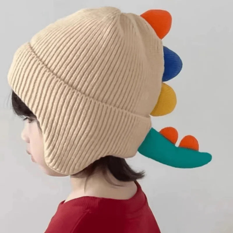 Winter Kid Warm Hat Windproof Thickened Knitted Ear Protection Hooded Hat Outdoor Coldproof Thermal Dinosaur Earmuffs Cap