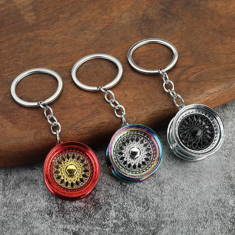 Automotive Gear Head Keychain - Speed Gearbox Keyring with Turbo Hub & Brake Disc Design