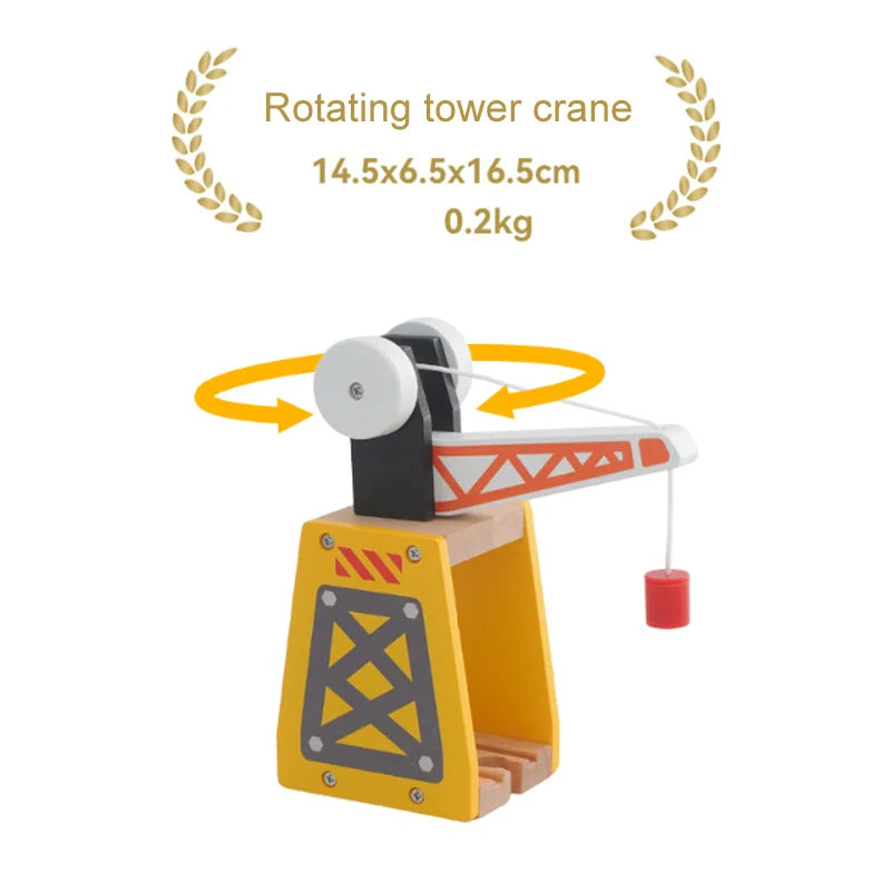 New Wooden Train Tracks Scene Accessories Mountain Tunnel Bridge Crane Tower Compatible ALL Brand Wooden Track Toys For Kids