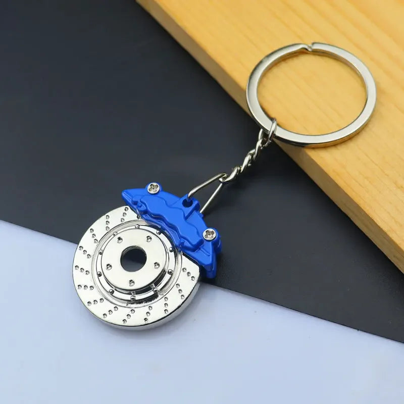 Automotive Gear Head Keychain - Speed Gearbox Keyring with Turbo Hub & Brake Disc Design