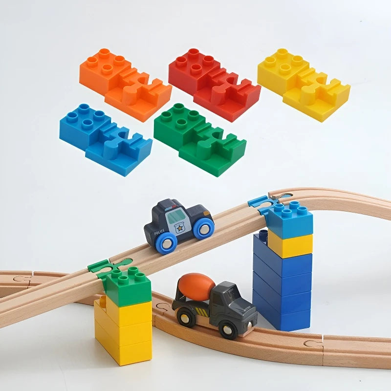 Kids Railway Toys Wooden Train Track Accessories Universal Plastic Blocks Clips Connectors Adapters fit for Brand Wooden Tracks