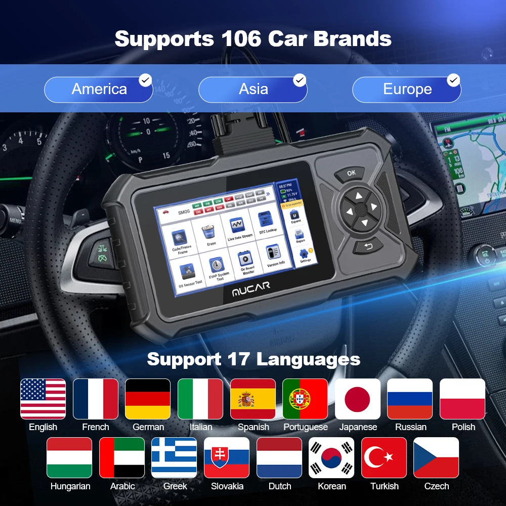 MUCAR CDE900 PRO OBD2 Scanner - Professional Automotive Diagnostic Tool with 32GB Storage