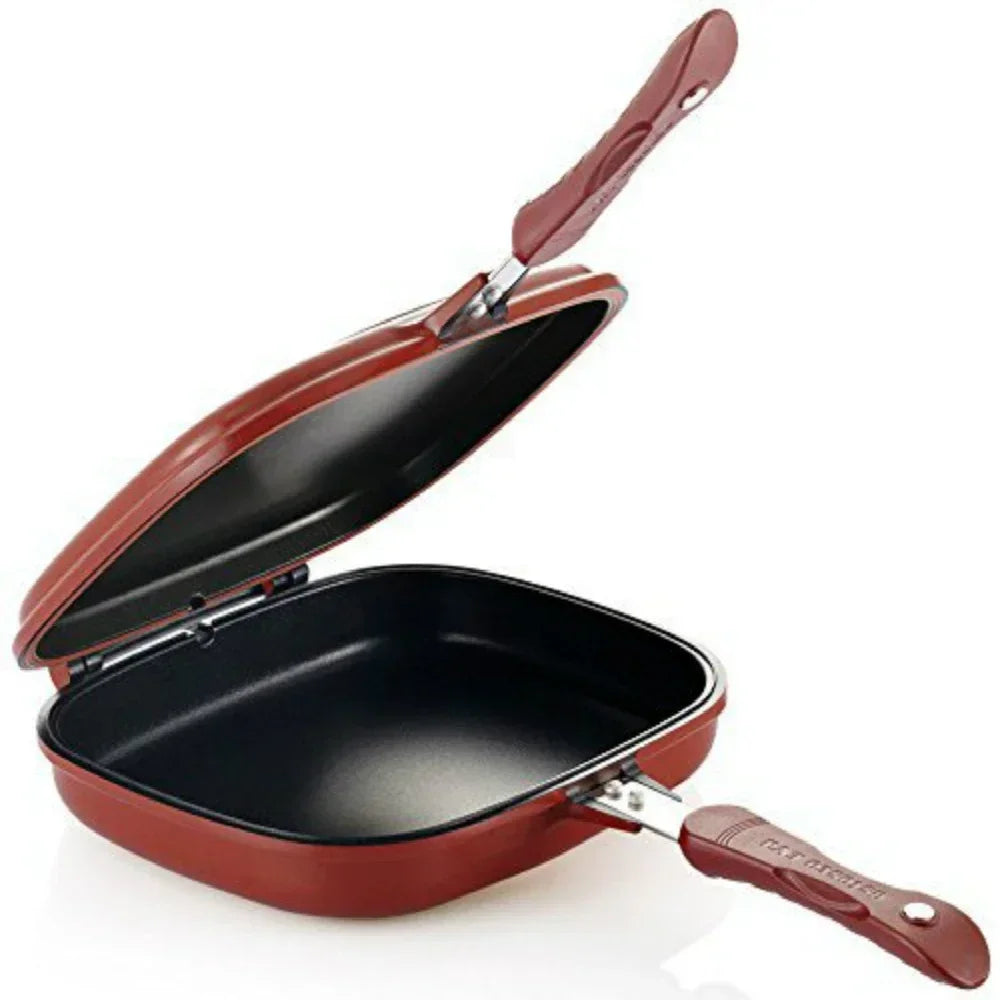 Professional Double-Sided Nonstick Grill Pan - 32cm Durable Frying Skillet