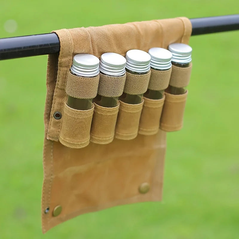 Waterproof Canvas Spice Storage Bag for Outdoor Camping & BBQ