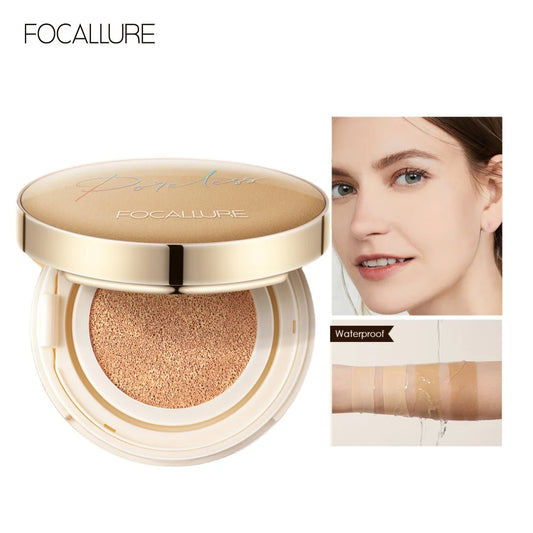 Wholesale FOCALLURE Foundation Air Cushion Waterproof Matte Base Poreless Full Coverage Face Cream Smooth Foundation Cosmetics
