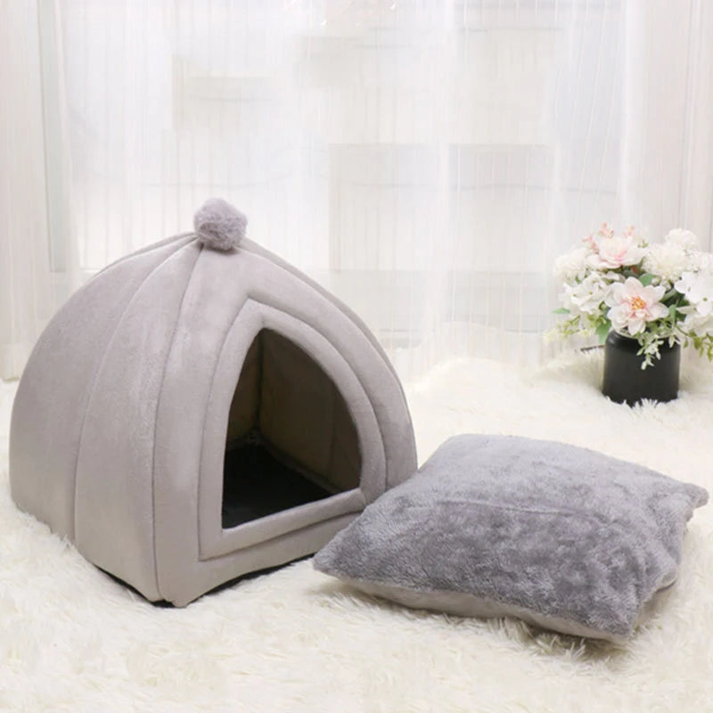 Cute Cat Bed Pet House Kitten Lounger Cushion Small Dog Tent Mat Washable Puppy Basket Cave Mat Soft for Cats House Bed Supplies