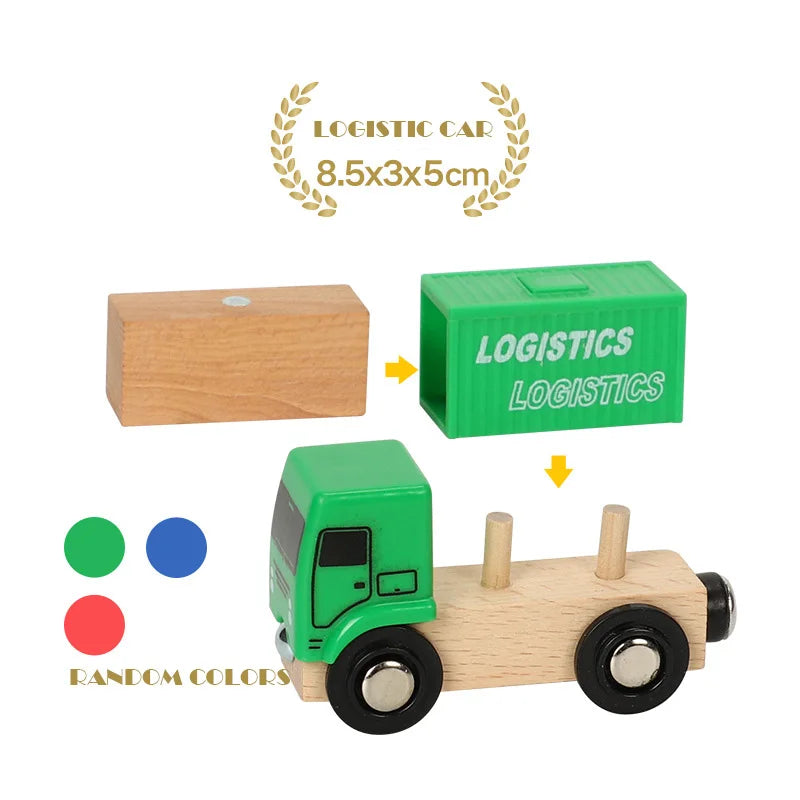 1PC Wooden Magnetic Train Wooden Railway Track Cars Truck Wood Track Accessories Fit for Biro Wooden Tracks Toys For Kids Gifts