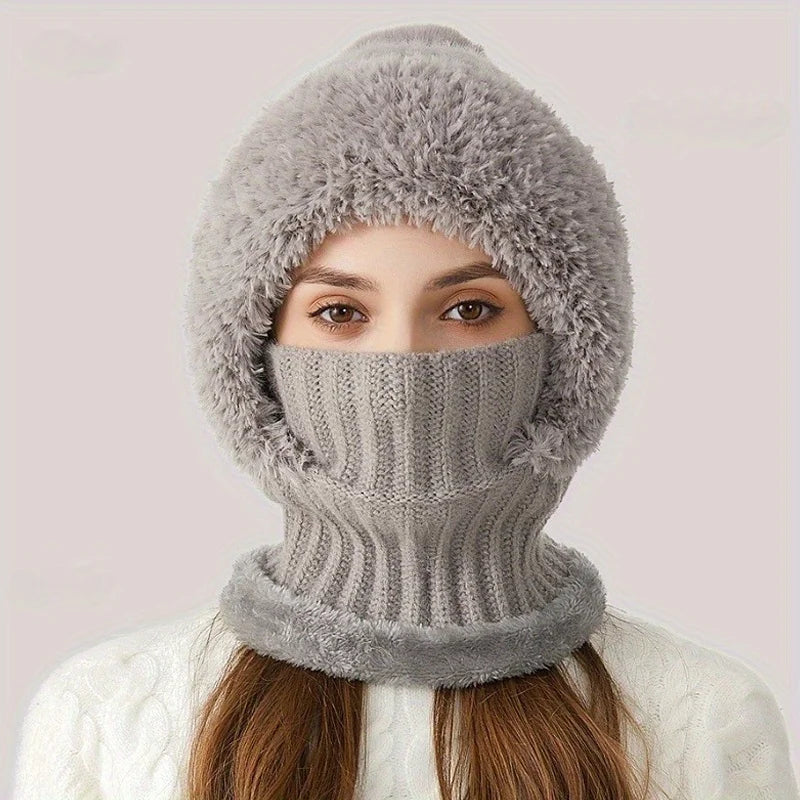 1pc Windproof Wool Ski Mask, Adjustable Elastic Winter Hat Scarf, Warm and Foldable, Suitable for Skiing and Outdoor Activities