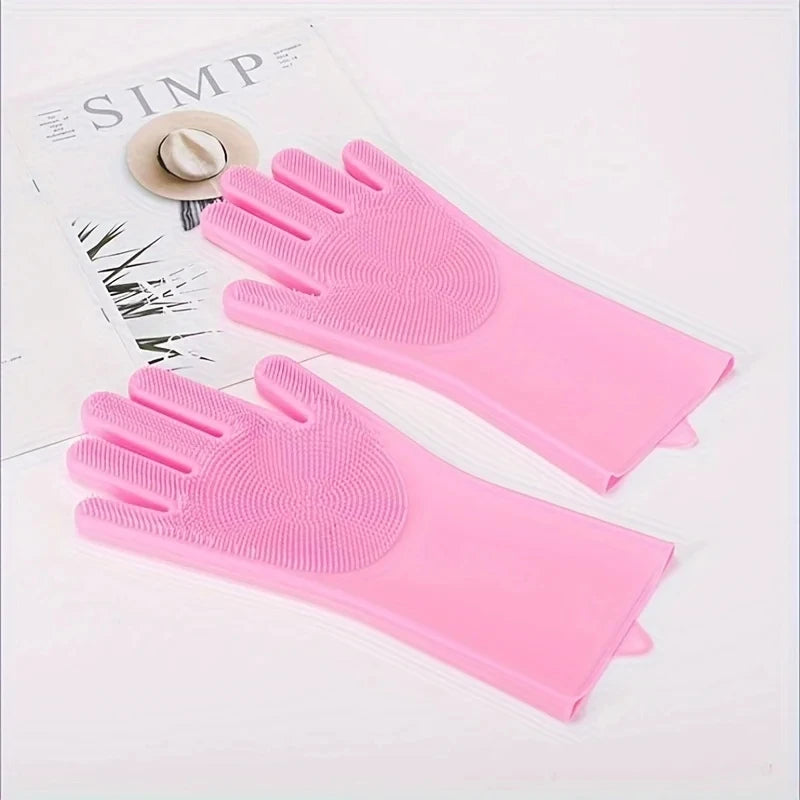 Premium Pet Grooming Gloves - Silicone Bath & Hair Removal Scrubber