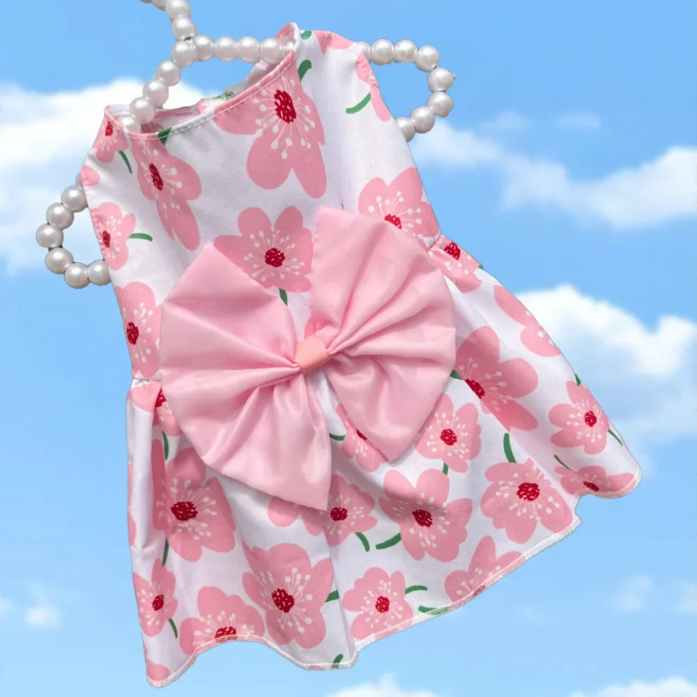 Floral Princess Dress for Dogs Spring Summer Puppy Dresses Sweet Pet Clothing Bichon Yorkshire Cute Printed Dog Cat Thin Skirt