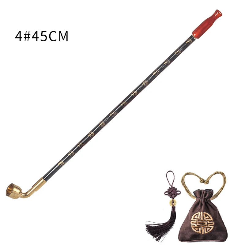 Chinese long stem Vintage tobacco smoking pipes wood Red jade cigarette holder Pipes Smoking With Tobacco bag Pendant S/M/L/XL