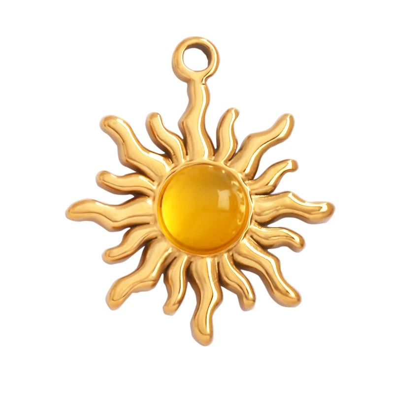 316 Stainless Steel Vaccum Plating Star Sun Gem Stone Geometry Charm Pendant,Bracelet Necklace Components Accessice Supplies L72