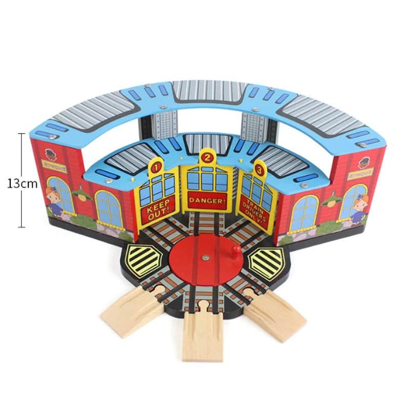 Wooden Train Track Accessories Garage Series Track Scene Toy For Children Fit All Brands Railway Christmas Gift For Toddler
