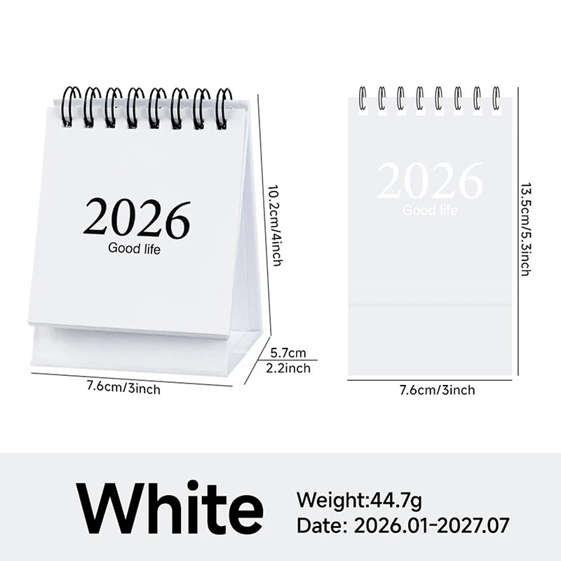 2026 Simple Calendar Small Desk Calendar Creative Coil Calendar Planner Desktop Decoration Office Stationery