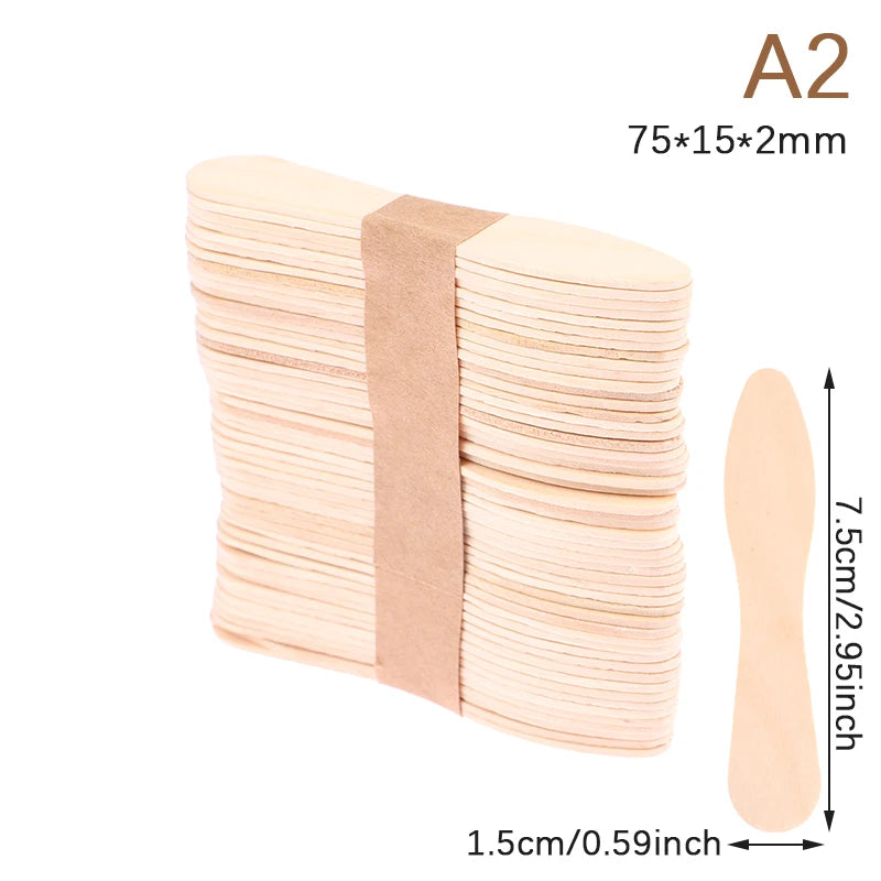 50Pcs Wax Waxing Disposable Sticks Wood Tongue Depressor Spatula Woman Wooden Body Hair Removal Sticks Beauty Toiletry Kits