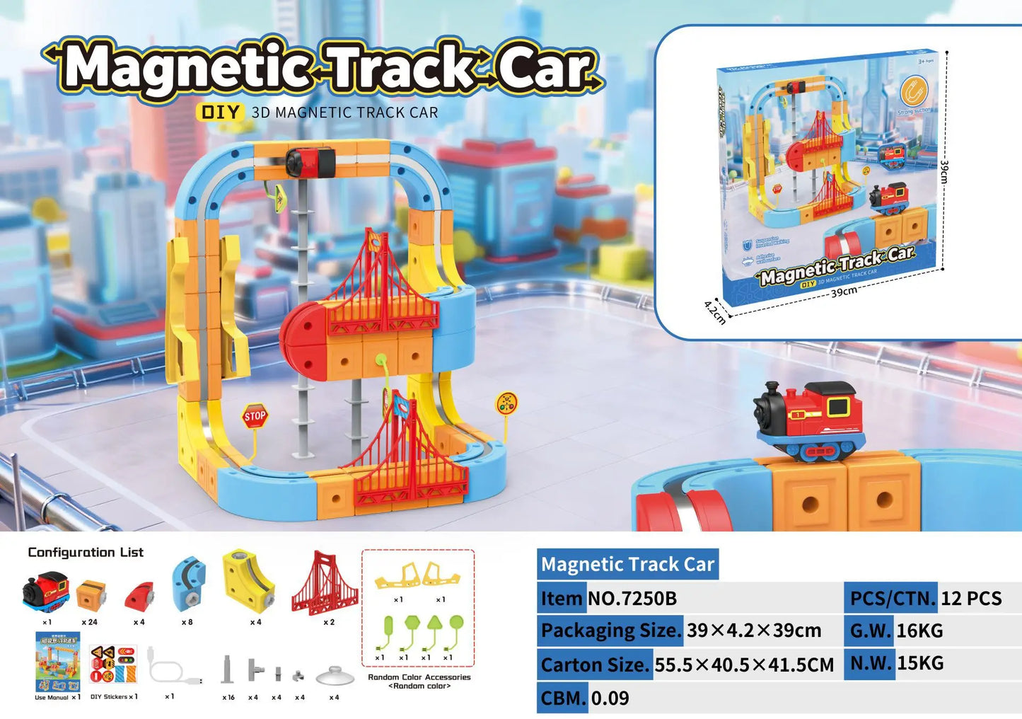New Children'S Educational Electric Magnetic Levitation Train Track Cube 3d Boy Diy Magnetic Assembly Toys Train Car Xmas Gifts