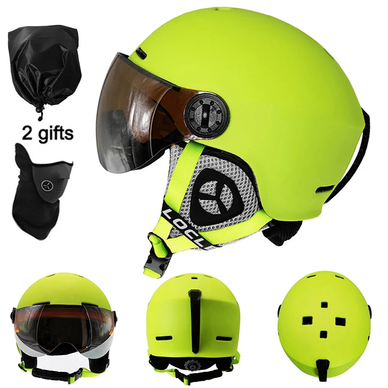 LOCLE Upgrade Men Women Ski Helmet IN-MOLD Winter Sports Skiing Helmets Ski Snowboard With Goggles Mask Snow Skate Helmet