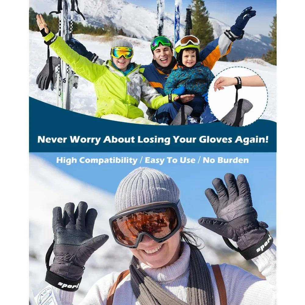 4PCS Elastic Wrist Straps for Ski Snowboard Gloves Adjustable Ski Glove Lead for Men and Women Sport Skiing Glove Safet-y Strap