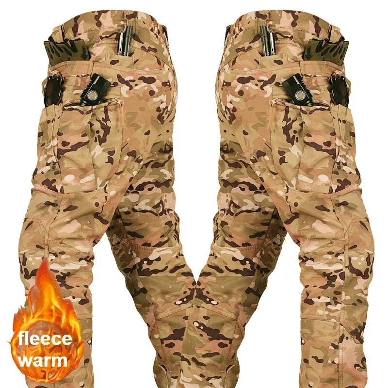 S-6XL 125kg Knee Double Layer Thickened Winter Men Multi Pocket Camouflage Waterproof and Windproof New IX7 Assault Pants