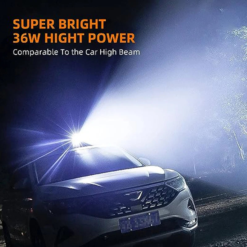 Premium 36W High Power LED Flashlight - Waterproof Tactical Torch with USB-C