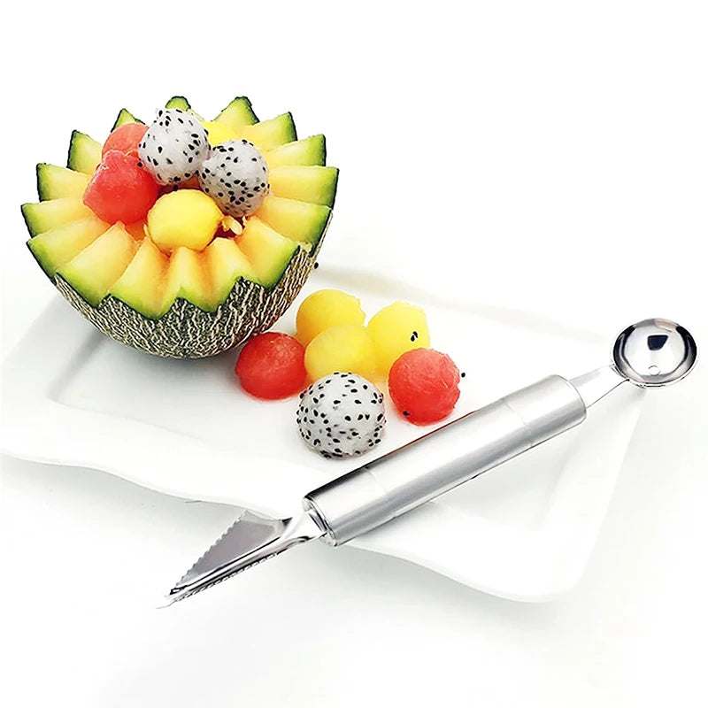 Double-Headed Stainless Steel Melon Baller Scoop - Professional Fruit Carving Tool