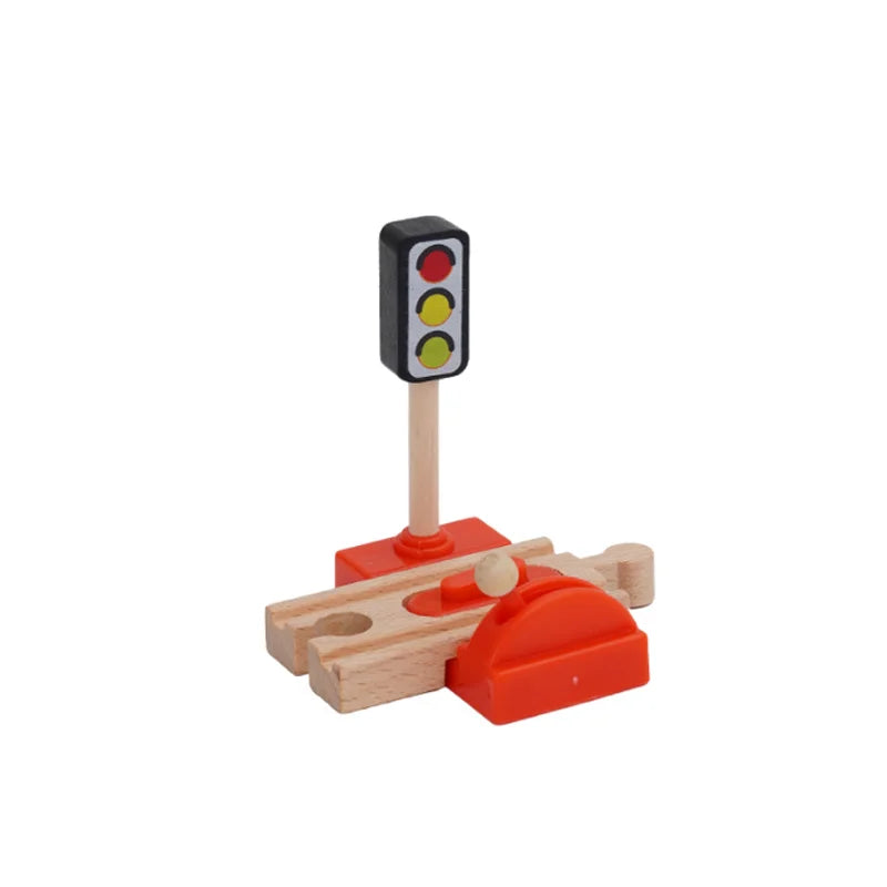 Wooden Train Track Accessories Roadblocks Station Scene Educational Toy For Kids Compatible with Thomas Wooden Railway System