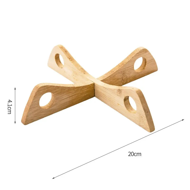 Wooden Cross Tray Holder - Anti-Heat Table Mat for Kitchen & Dining