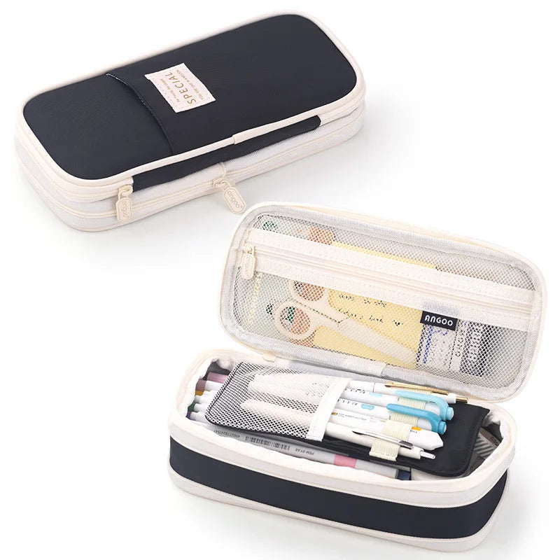 K-MIME Large Capacity Double Layer Pencil Case - CPC Certified Safe Material School Pouch for Girls