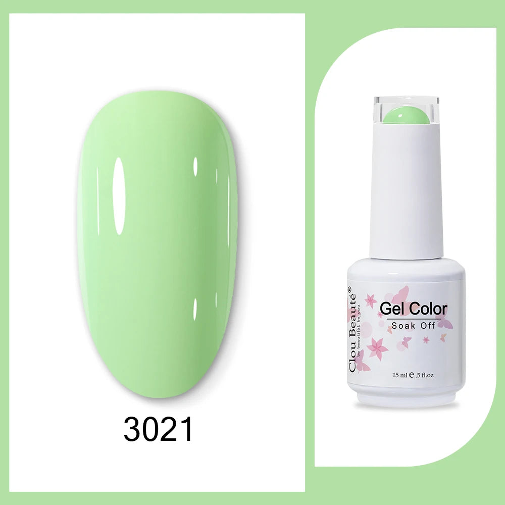 Clou Beaute 15ml HEMA TPO FREE Gel Nail Polish Bright Dark Army Green Gel Lacquer Semi Permanent Art Organic  Nail Gel Varnish