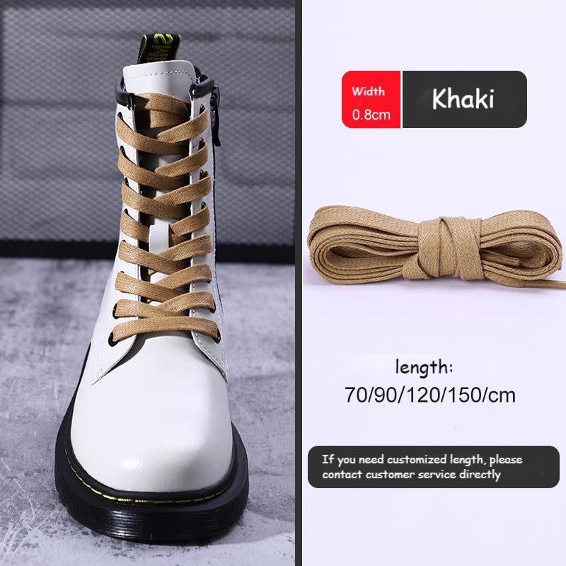 1 Pair Shoelaces 0.8 CM Waxed Cotton Width Flat Waterproof Shoe Laces Unisex Boots Casual Sneakers Shoelace Leather Shoe Lace
