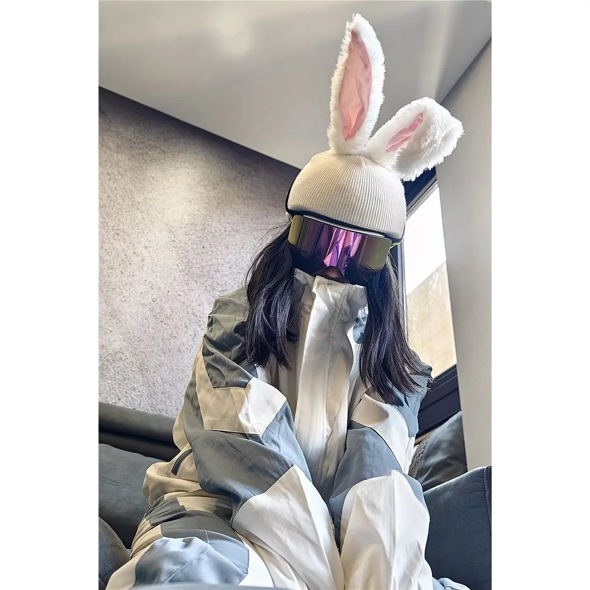 Ski Helmet Cover Cat Ears Rabbit Ears Funny Single and Double Board Warm Ski Helmet Cover for Men and Women