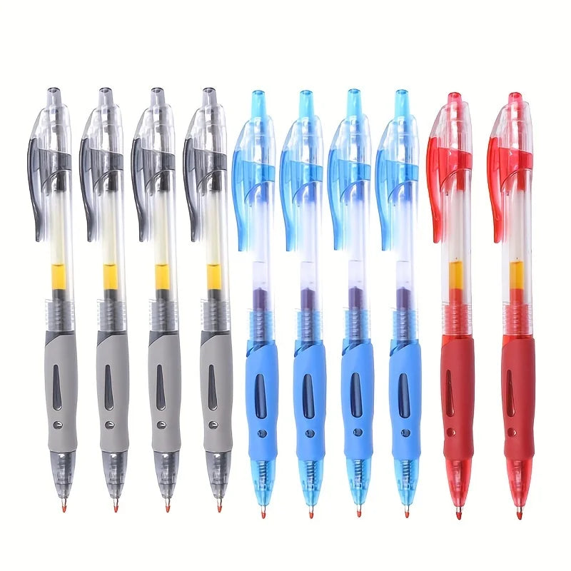 0.5mm Retractable Gel Pens Refill Set Black Red Blue Ink Ballpoint for Business Signature Writing Office Accessories School