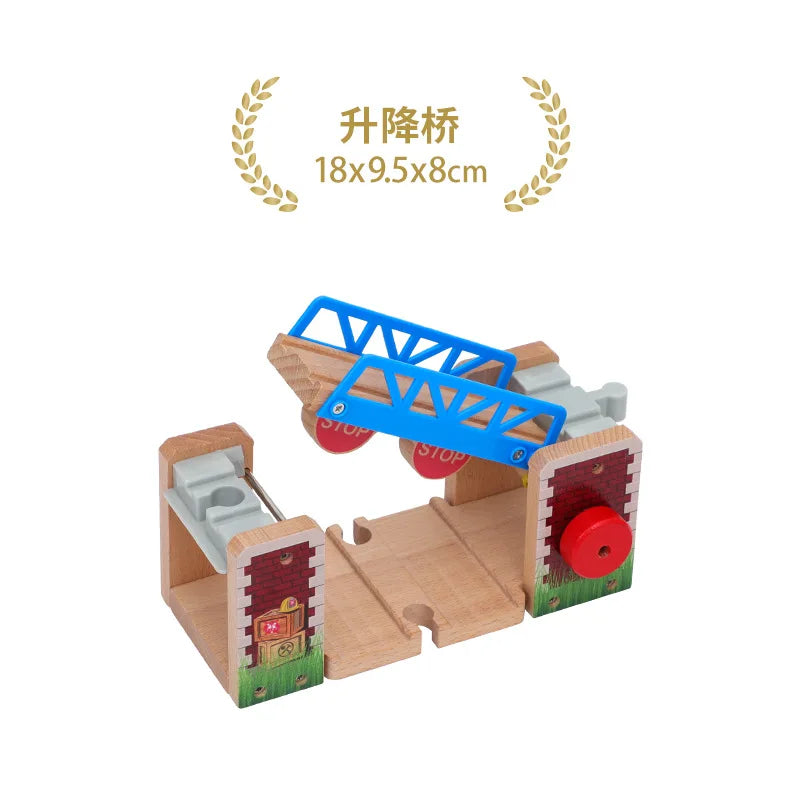 Wooden Train Track Accessories Wood Railway Track Train Station Bridge Tunnel Compatible All Brands Wooden Track Toys