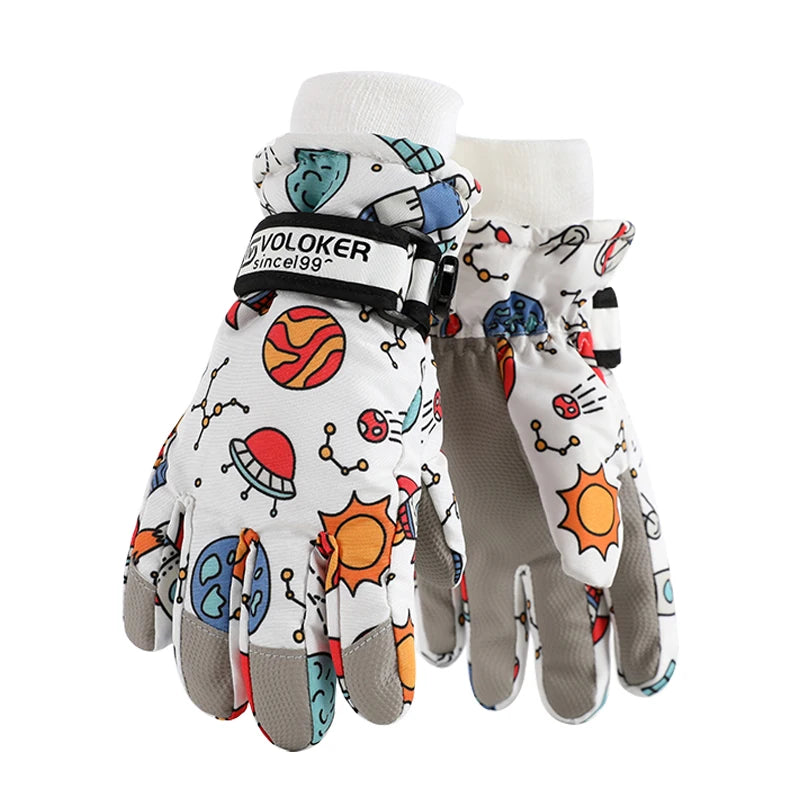 Cute Children's Ski Gloves, Waterproof, Touchscreen Compatible, Winter Children's Outdoor Gloves, Windproof And Warm