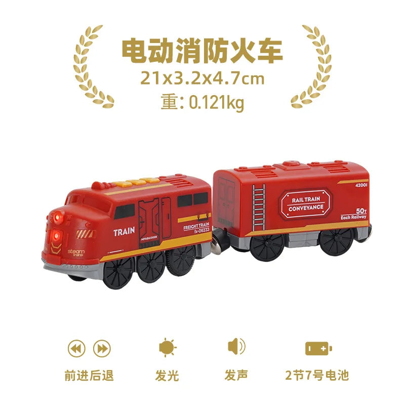 Electric Train Set Toys Model Train Electric Car Fit For Wooden Railway Wood Train Track Christmas Gift For Children