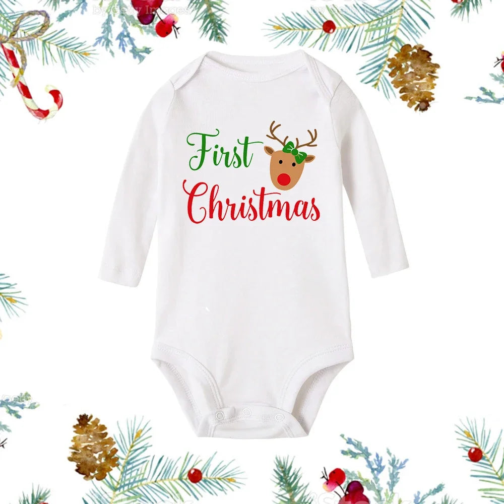 Premium My First Christmas Baby Romper - Snowman Print Long Sleeve Outfit