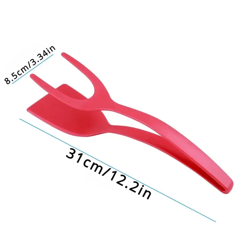 2-in-1 Nylon Kitchen Tongs with Spatula & Turner - Heat-Resistant Cooking Tool