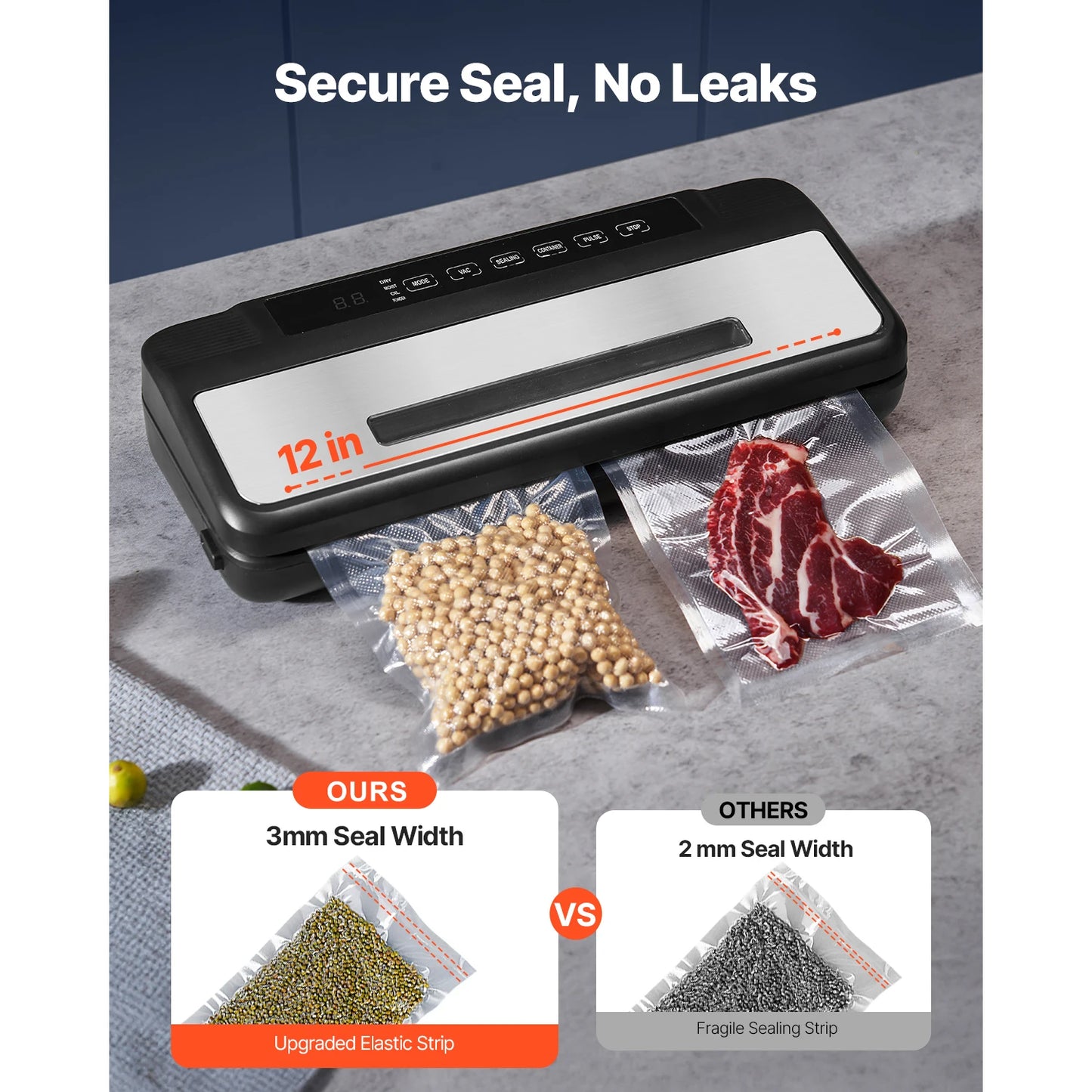 SucceBuy 80kPa Electric Vacuum Sealer Machine - 7-in-1 Food Preservation System with 10 Vacuum Bags